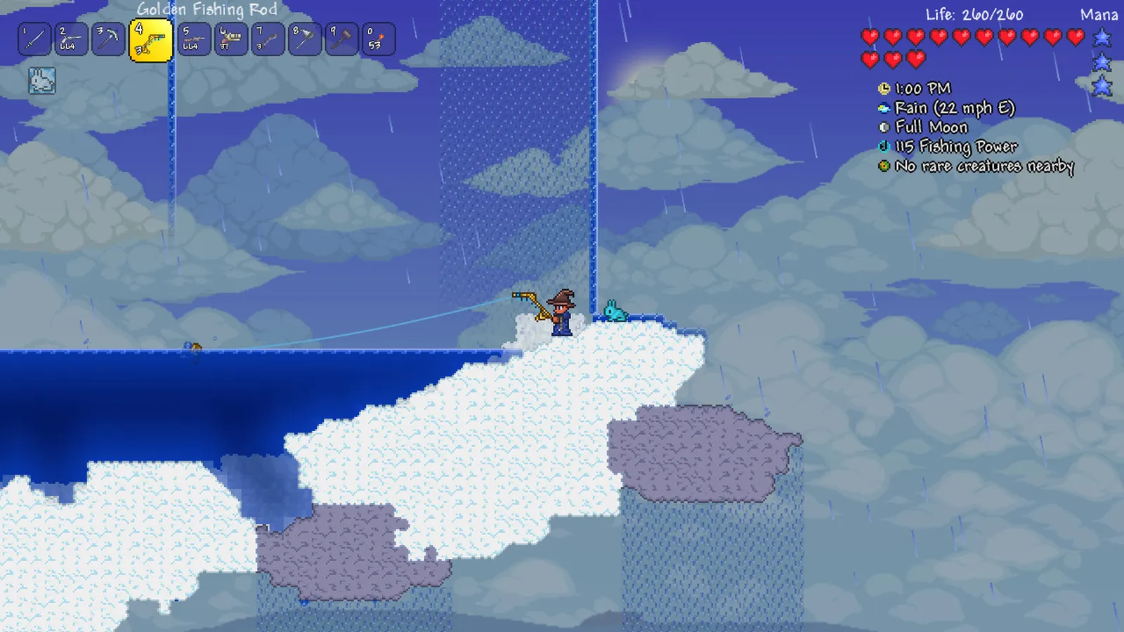 Terraria fishing in rainy sky island
