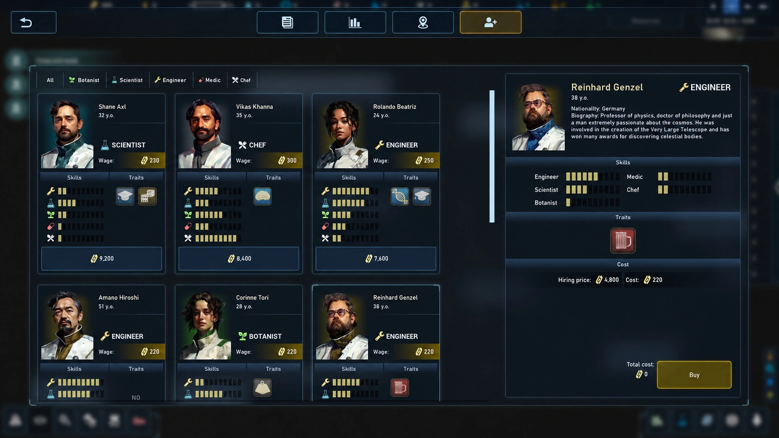 The Crust crew hiring recruitment screen with engineer candidate profiles