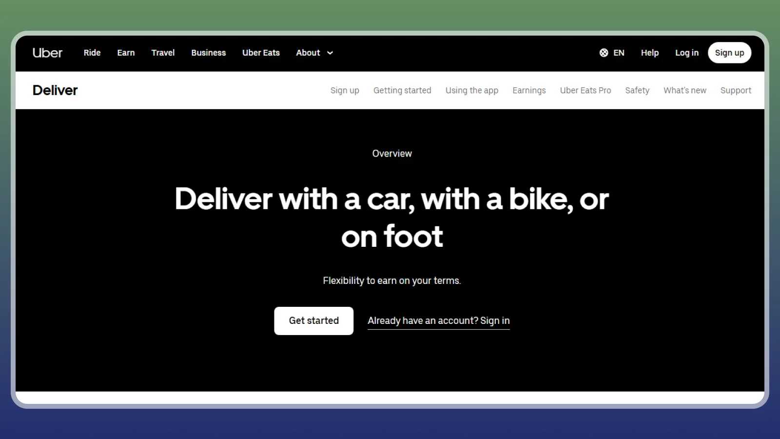 Uber Eats website