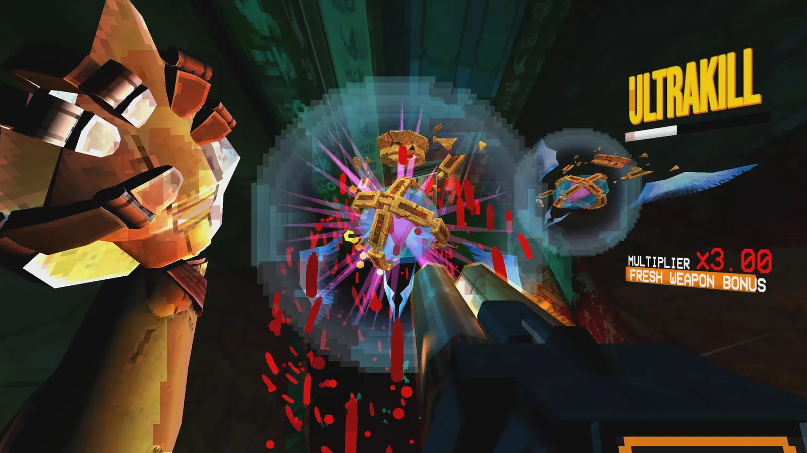 ULTRAKILL melee punch shattering enemy projectile