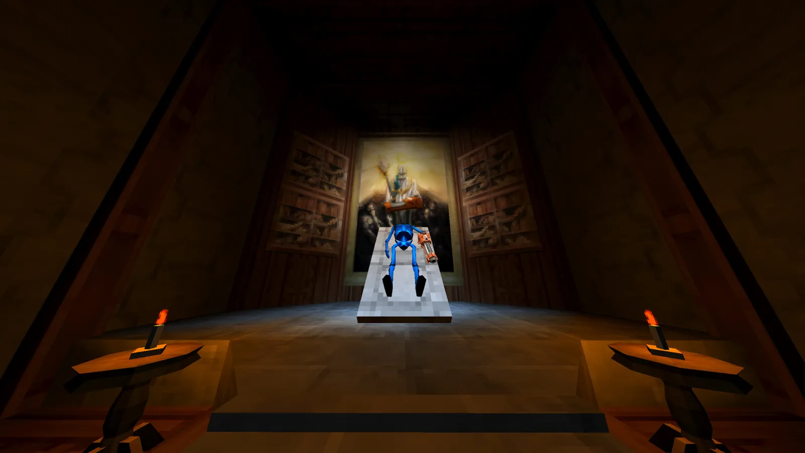 ULTRAKILL robot kneeling before painted shrine