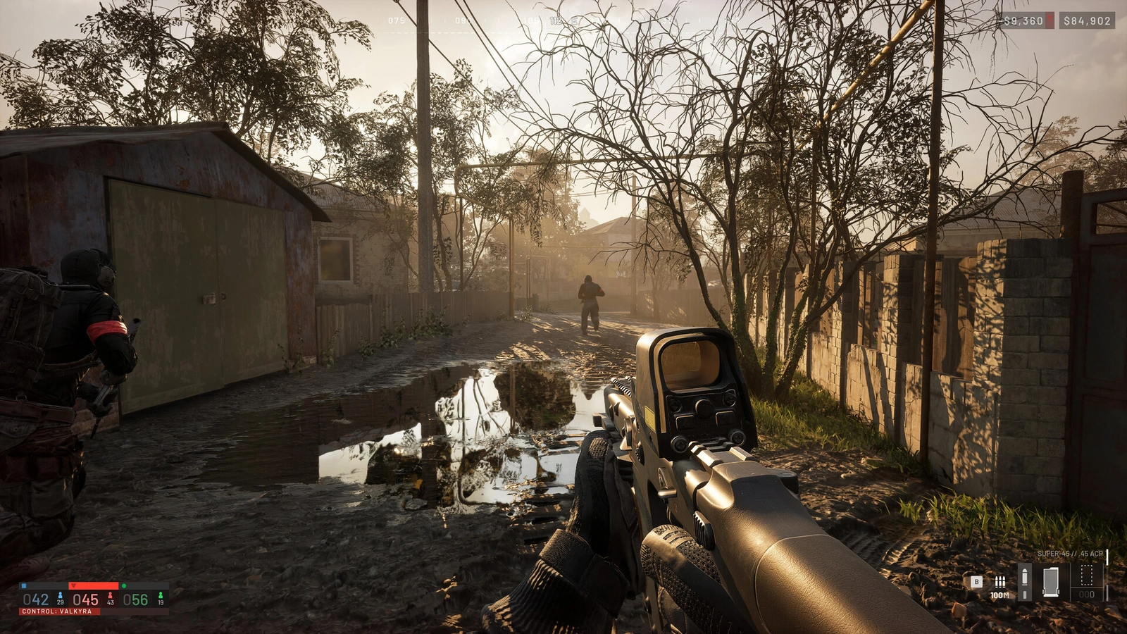 WARDOGS squad crossing river near industrial tower